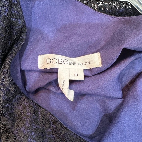 BCBGeneration Sz 10 “Custom Altered Chest to 34b” Blk Lace/Blu Slip Dress Mini - Picture 4 of 7